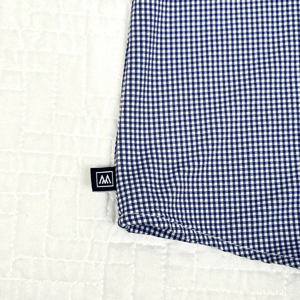 Mizzen+Main Trim Fit Shirt Mens XL Blue Check Commuter Performance Stretch